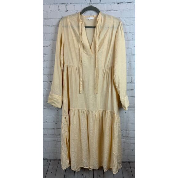 VINCE beige viscose lyocell blend long sleeve dress kaftan size S - Picture 1 of 10